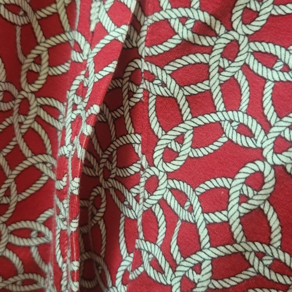 Talbots Hello Saturday Shirt Top Size L Red Circles 1/4 Zip Long Sleeve Pockets - Picture 6 of 8